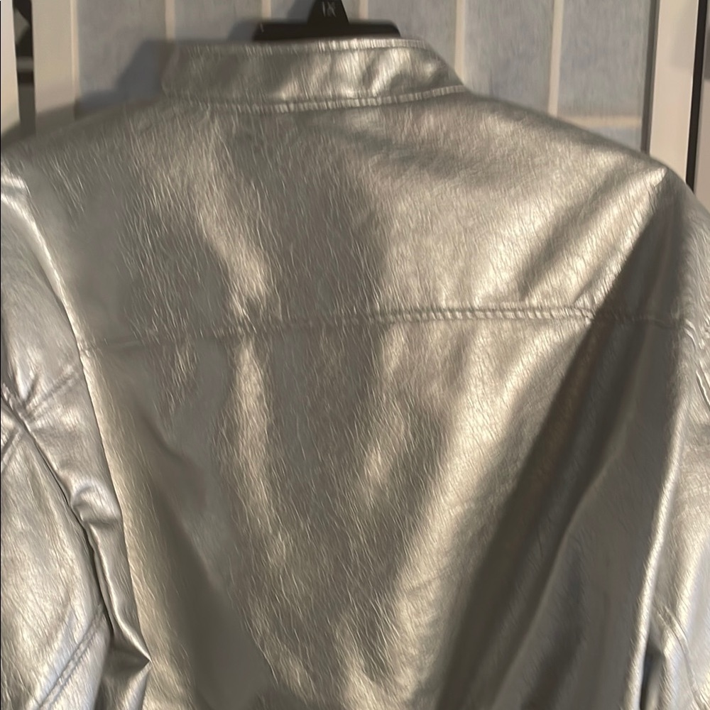 Zara Silver Bomber Jacket with Stand-Up Collar and Elasticized Cuffs - Picture 8 of 8